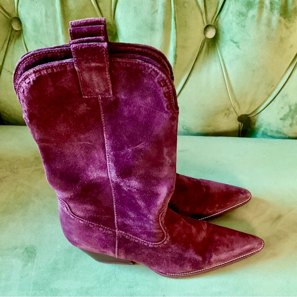 Michael Kors Chocolate Brown Suede Cowboy Boots